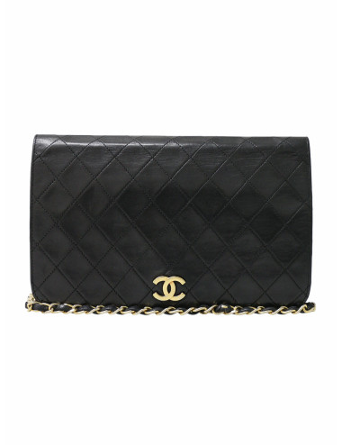 Sac Chanel cuir d'agneau matelassé noir vintage 2