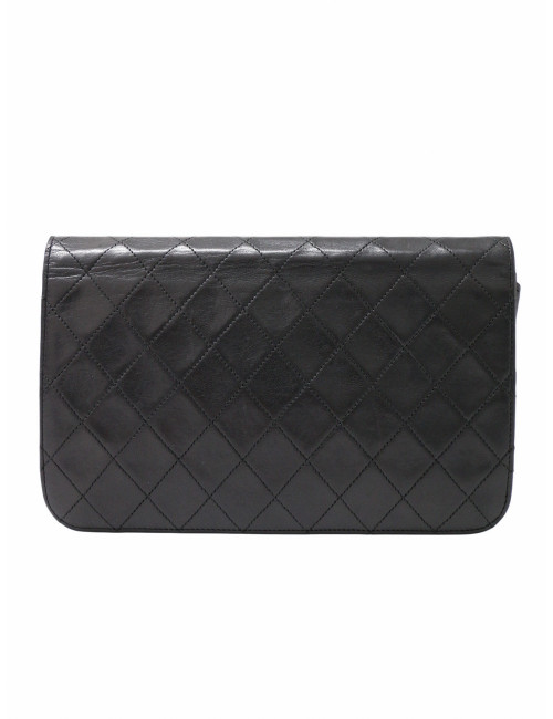 Sac Chanel cuir d'agneau matelassé noir Vintage