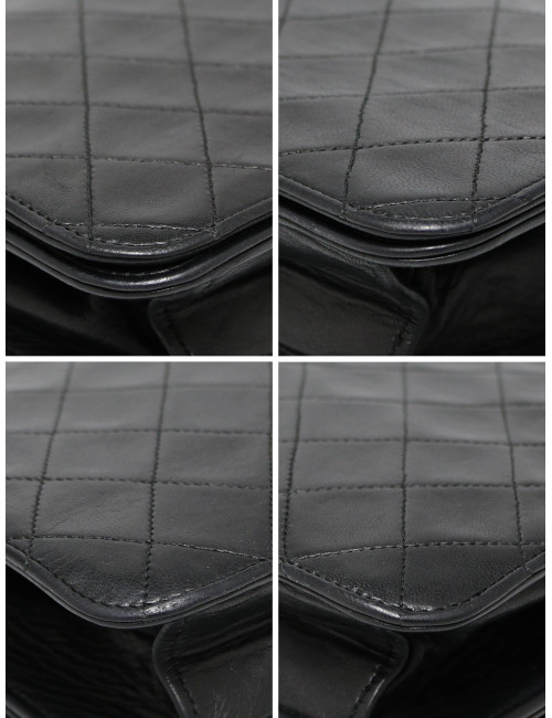 Sac Chanel cuir d'agneau matelassé noir Vintage