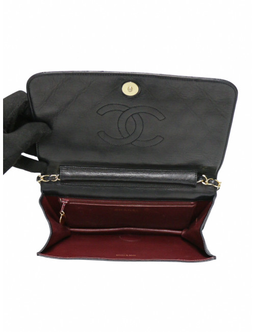 Sac Chanel cuir d'agneau matelassé noir Vintage