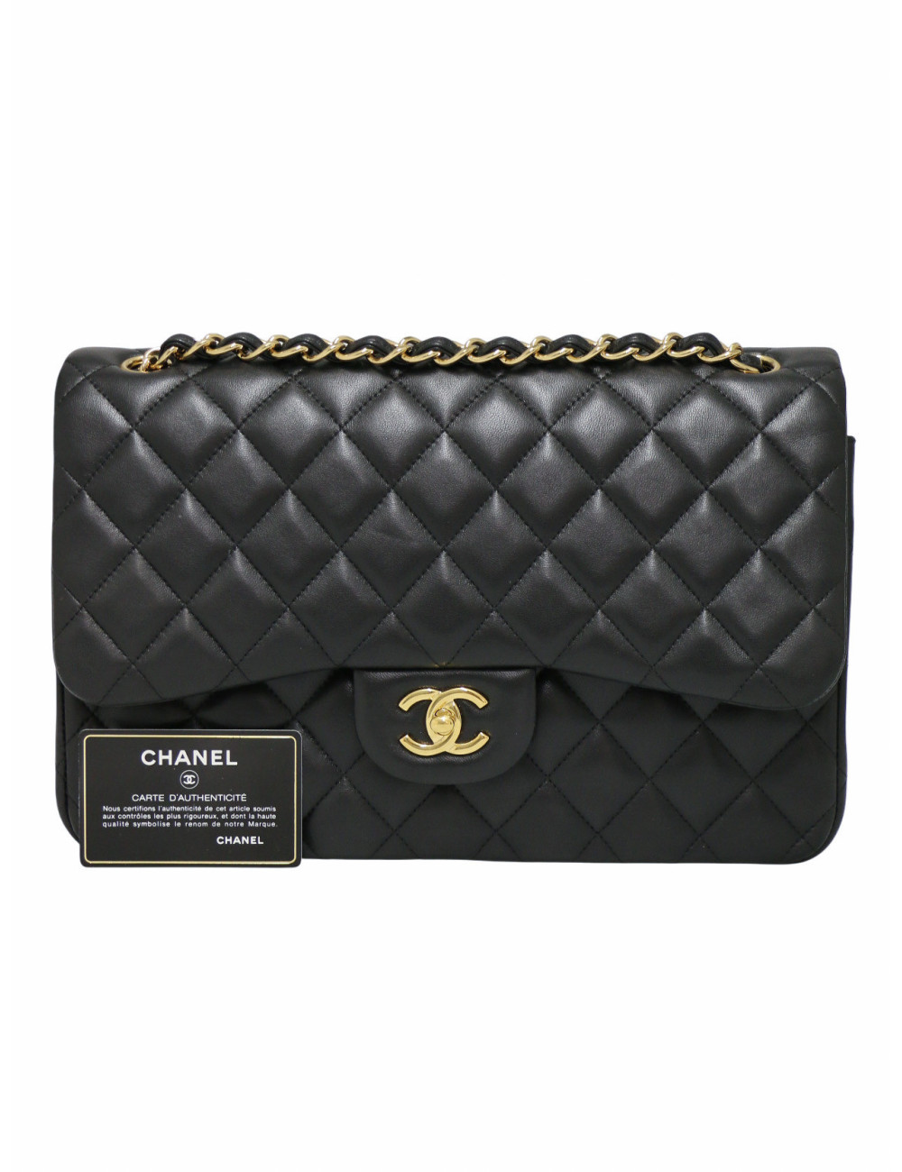Sac Jumbo Chanel cuir d'agneau noir