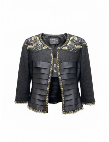 Veste CHANEL Lesage noire tweed satin 2