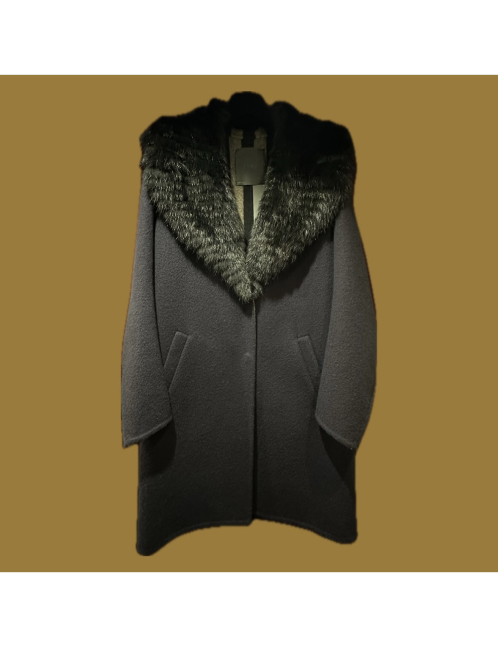 Manteau Fendi marine col Zibeline