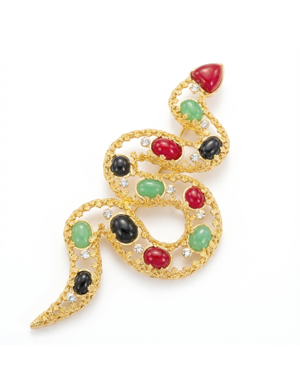 Broche serpent Marguerite de Valois pâte de verre