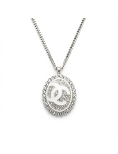 Pendentif CHANEL argent strass