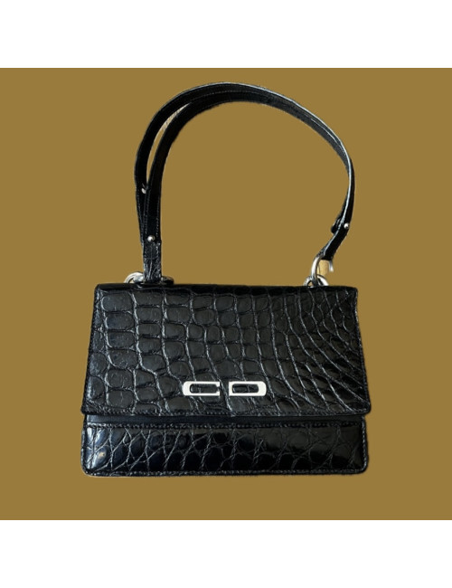 Sac CHRISTIAN DIOR alligator noir Vintage