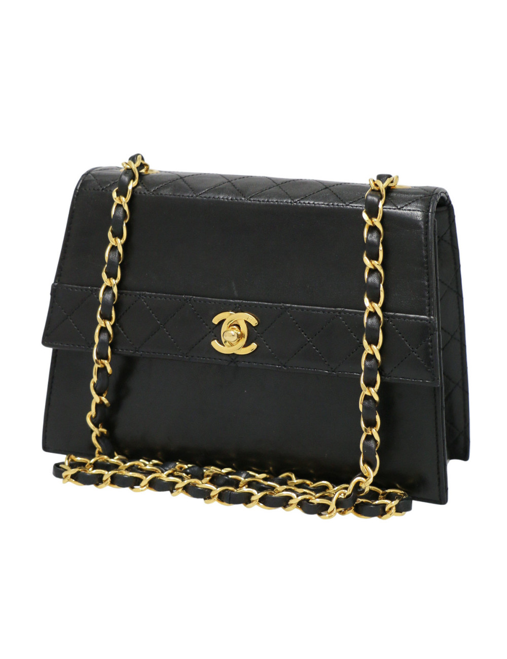 Sac vintage Chanel cuir d'agneau noir
