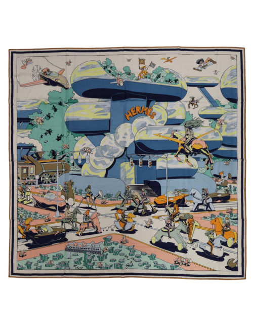 Châle Hermès Locomotion cachemire et soie