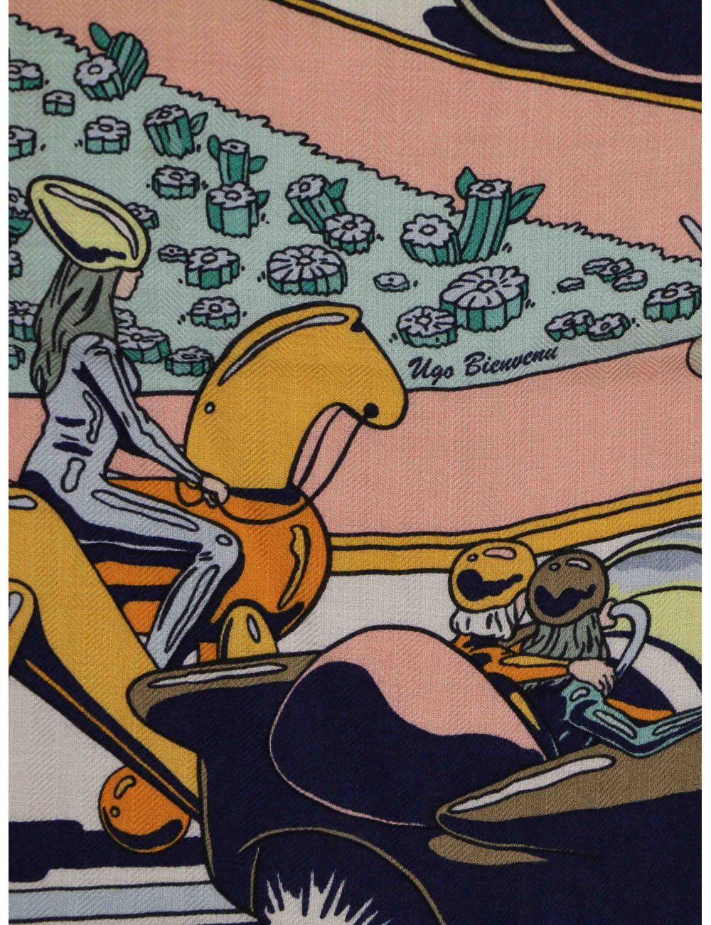 Châle Hermès Locomotion cachemire et soie