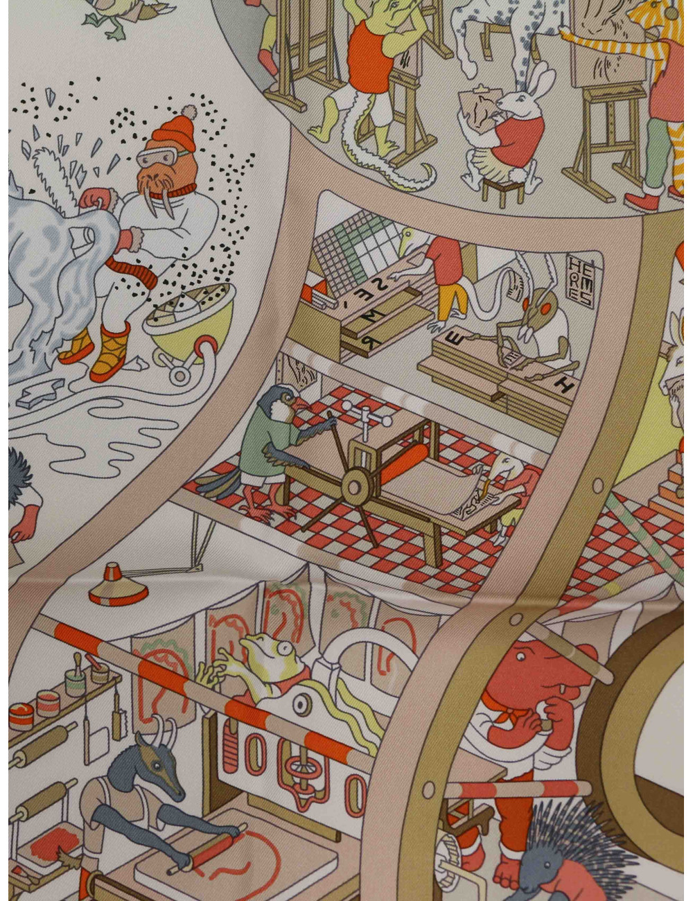 Carré Hermès Academia Hippica roulotté vert