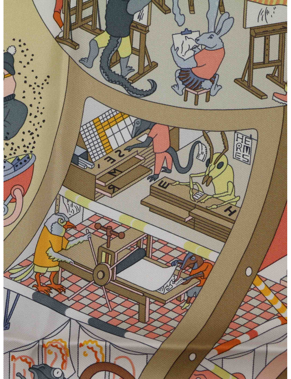 Carré Hermès Academia Hippica roulotté orange