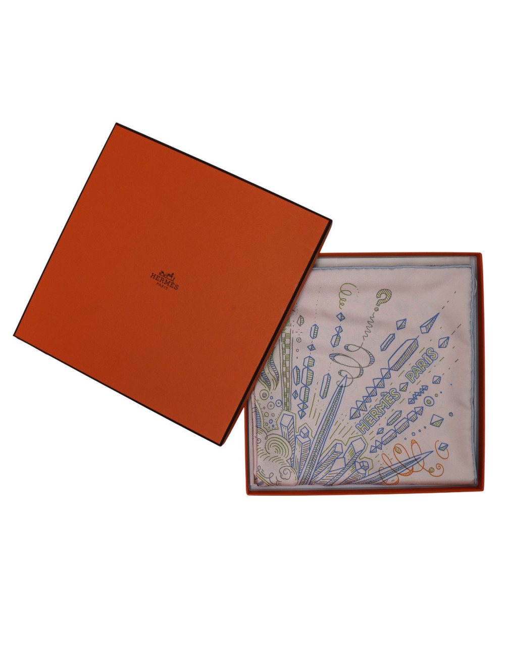 Carré Hermès Please Hold the line rose pâle