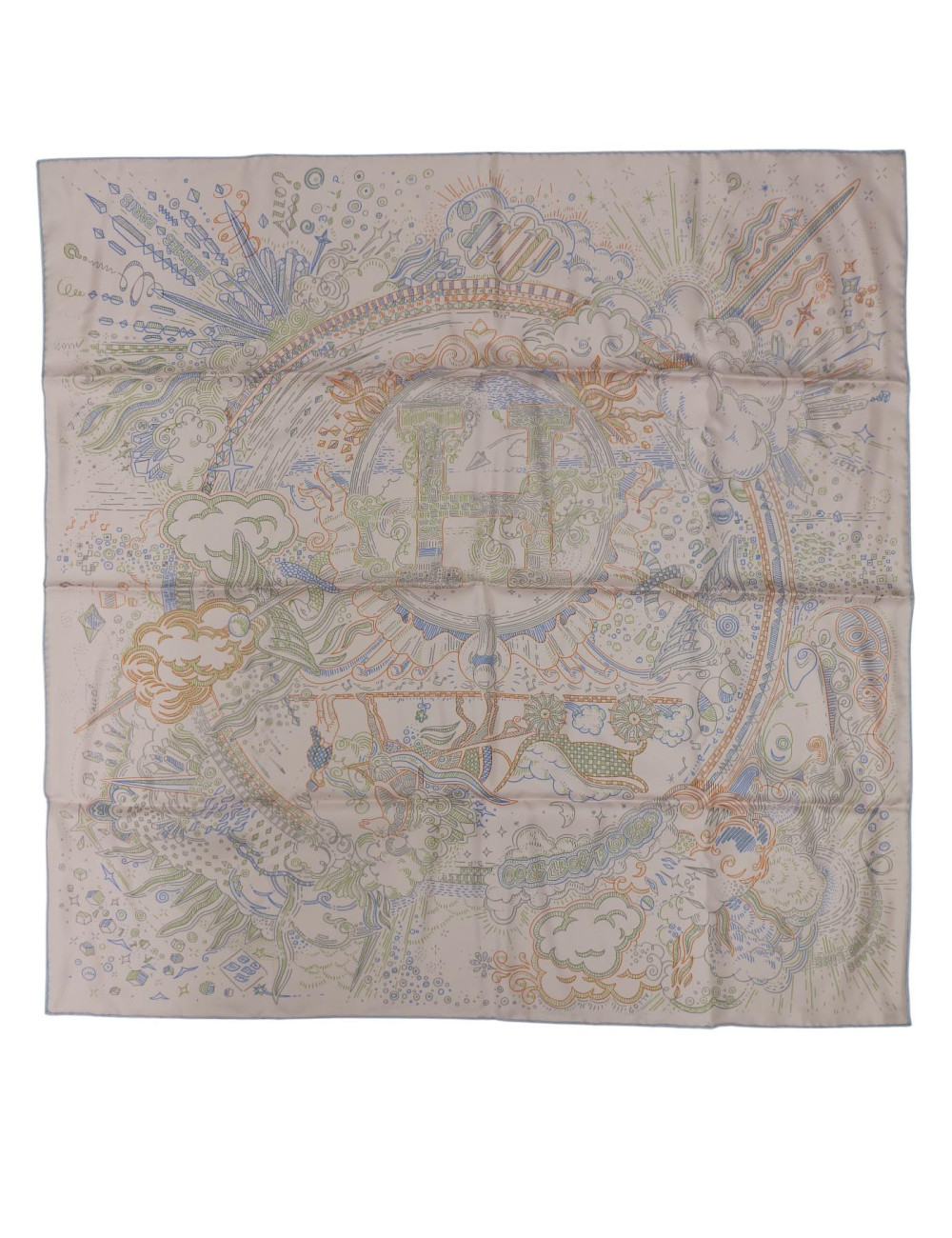 Carré Hermès Please Hold the line rose pâle