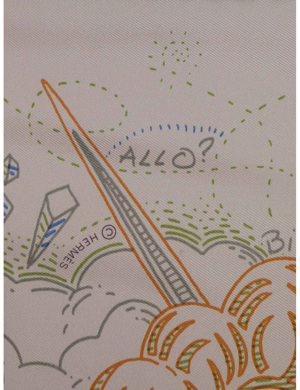 Carré Hermès Please Hold the line rose pâle