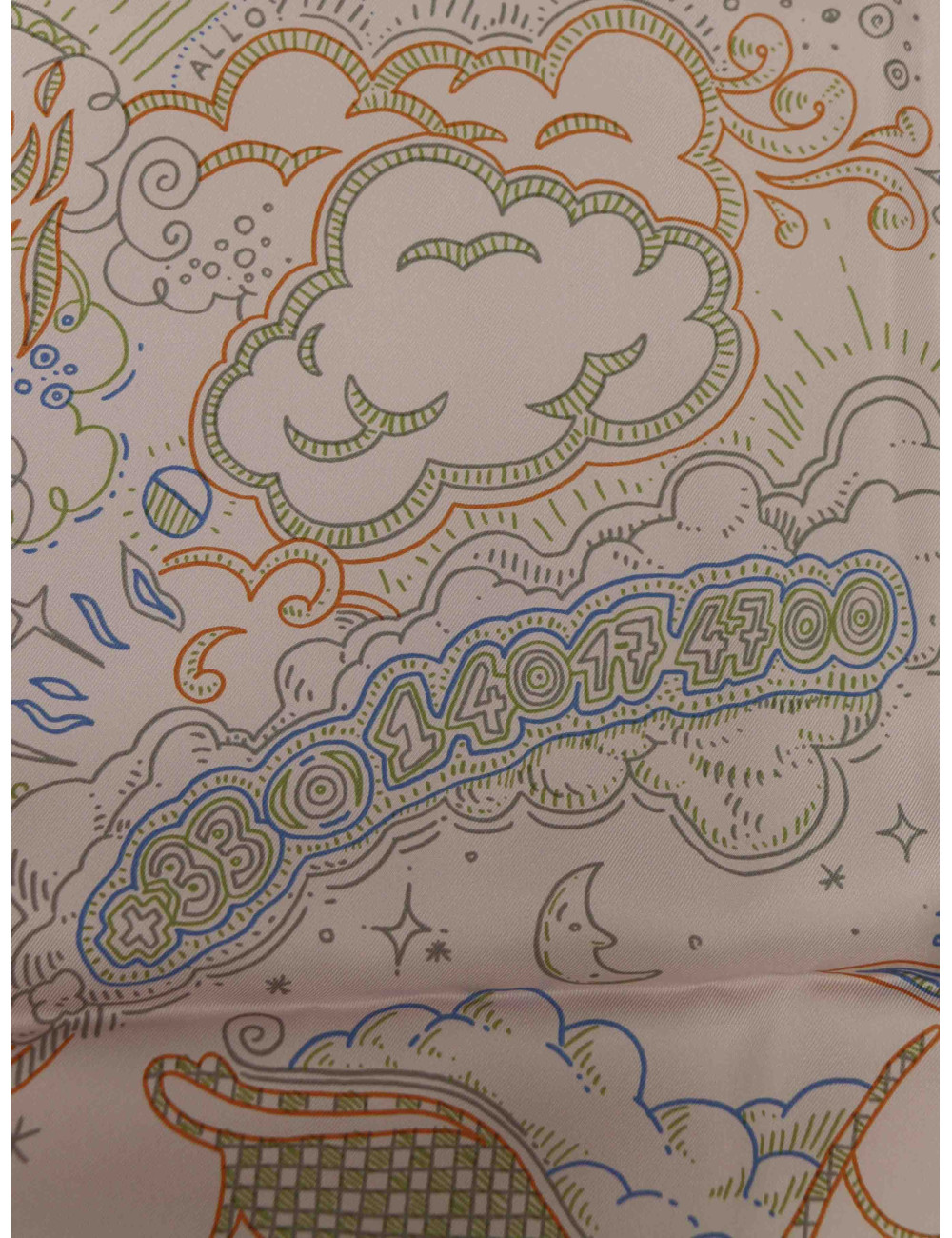 Carré Hermès Please Hold the line rose pâle