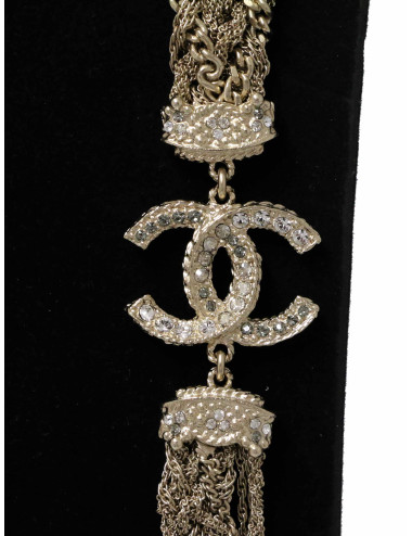 Sautoir Chanel chaines entrelacées strass 2