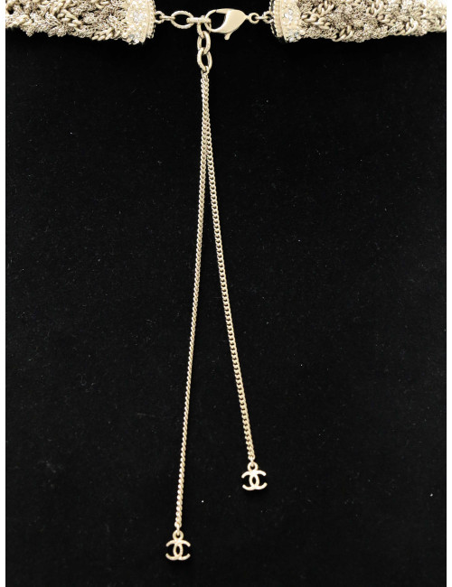 Sautoir Chanel chaines entrelacées strass