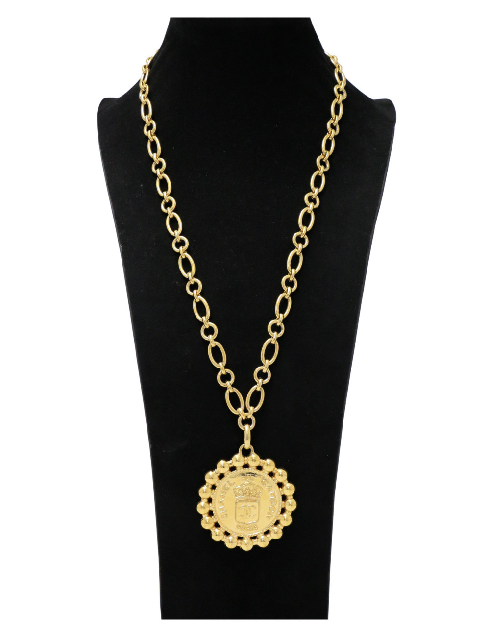 Sautoir Chanel médaillon doré Vintage