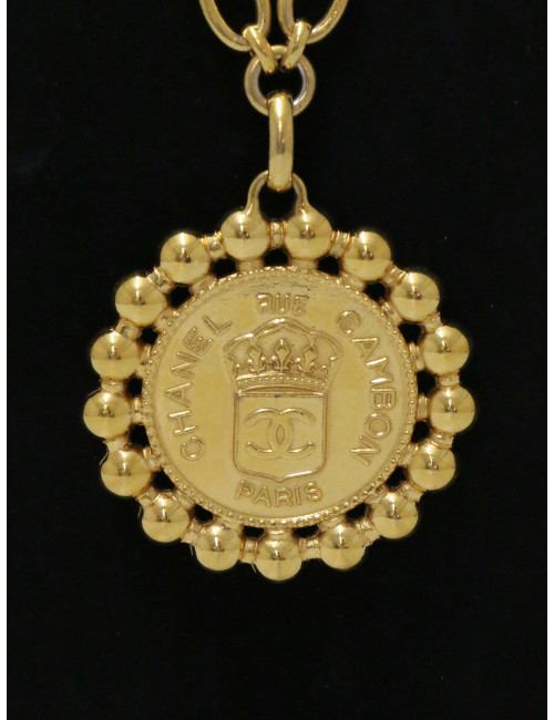 Sautoir Chanel médaillon doré Vintage
