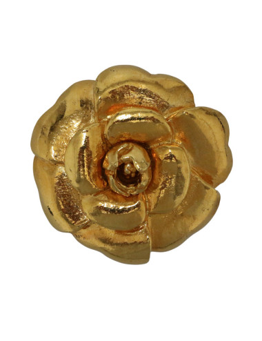 Broche Chanel camélia dorée