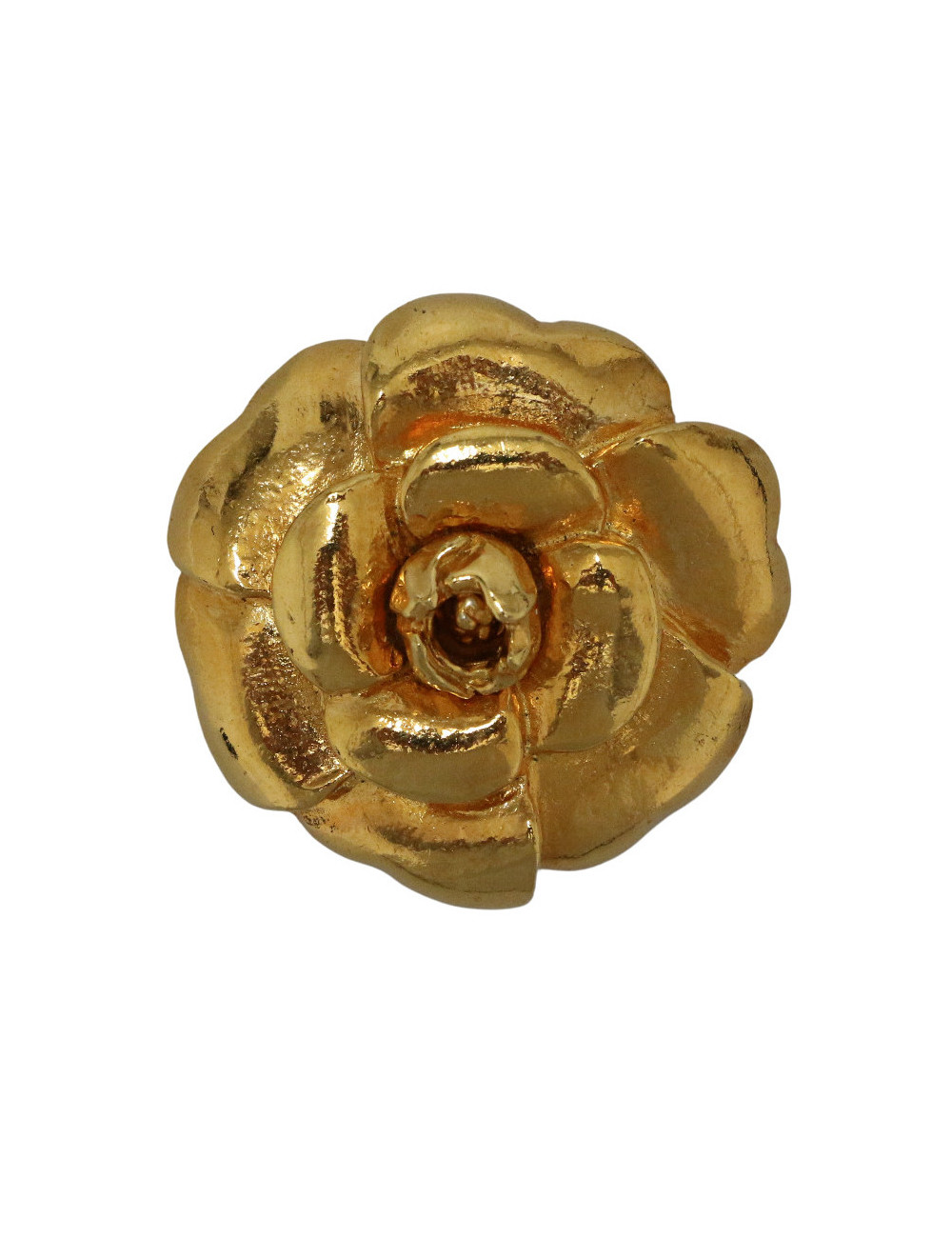 Broche CHANEL camélia doré