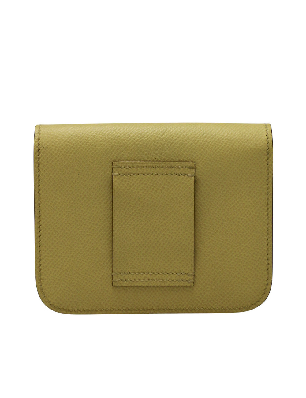 Porte monnaie Constance HERMES cuir Epsom jaune