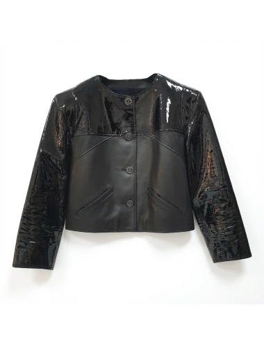 Veste Chanel cuir noir T50
