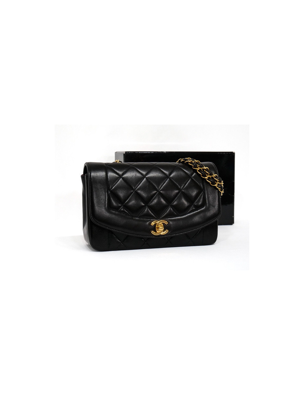 Sac Chanel Diana marron cuir d'agneau