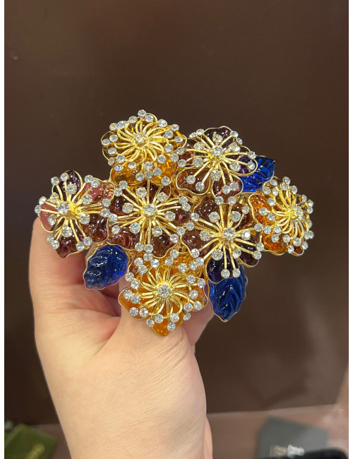 Broche Marguerite de Valois fleurs et cristaux