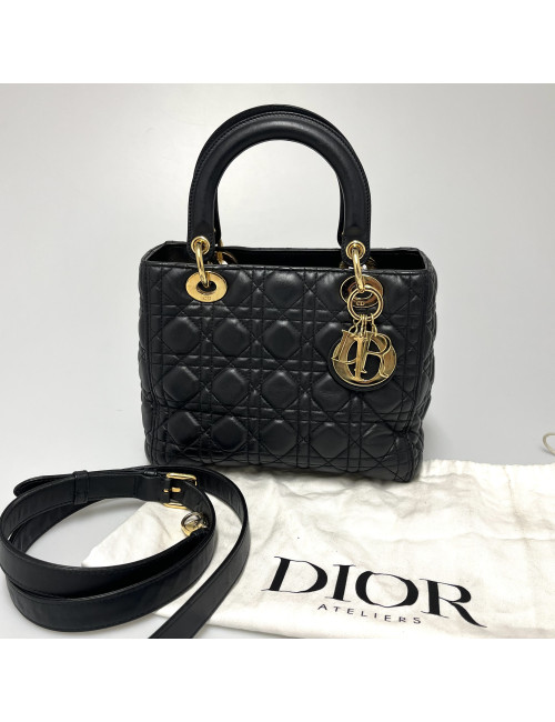 Sac Lady Dior noir Christian Dior bandoulière