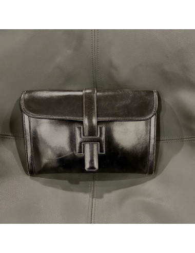 Pochette Jige Hermès MM cuir box noir Vintage