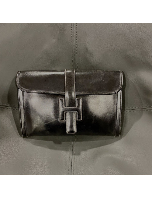 Pochette Jige Hermès MM cuir box noir Vintage