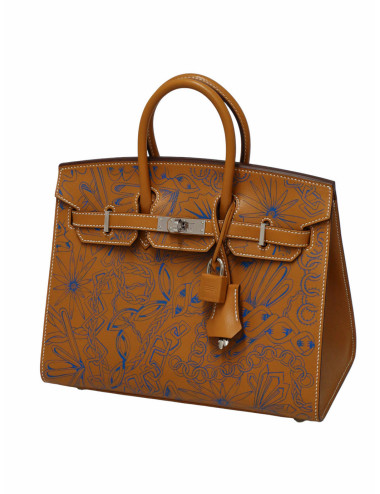 Sac Birkin "Maillons en chaîne" 25 sellier naturel