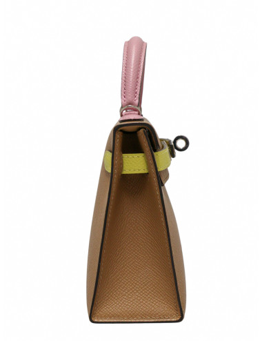 Mini Kelly tricolore Chai, Mauve Sylevestre et Lime cuir epsom 2
