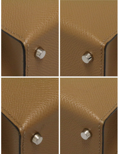 Sac Hermès Mini Kelly tricolore Chai, Mauve Sylevestre et Lime cuir epsom