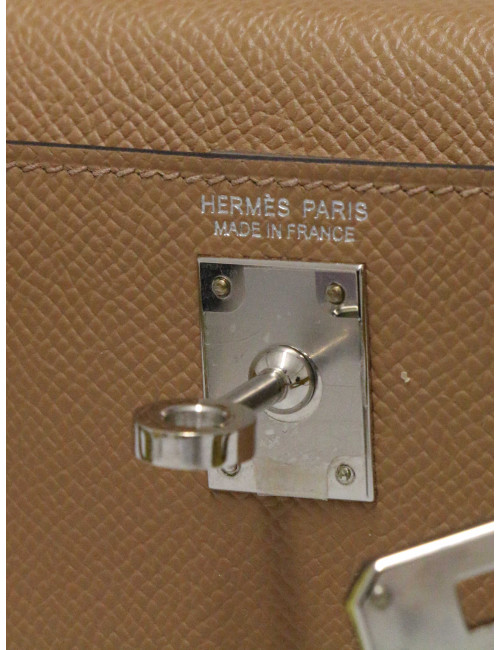 Sac Hermès Mini Kelly tricolore Chai, Mauve Sylevestre et Lime cuir epsom
