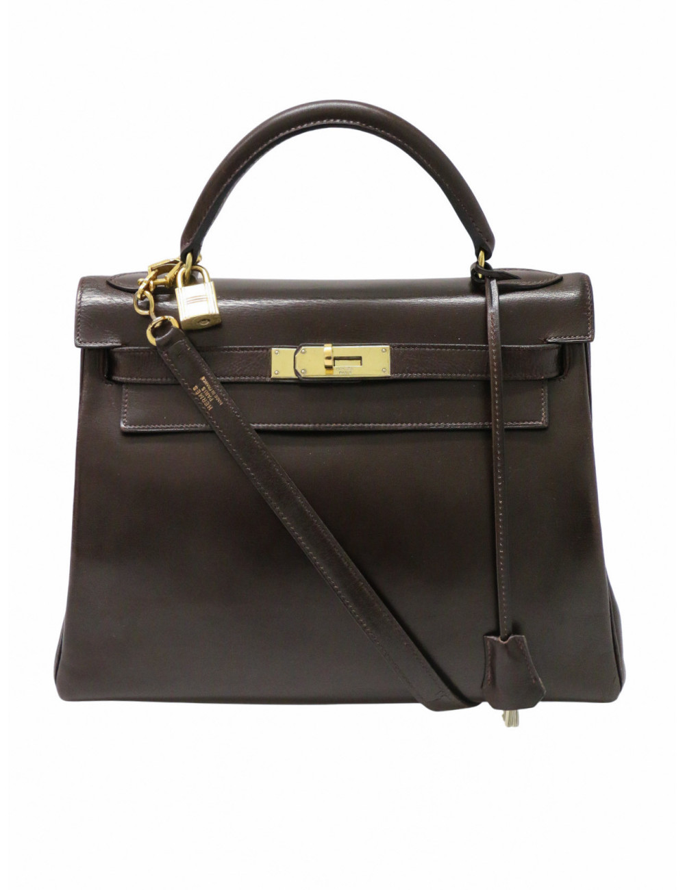 Kelly 28 Hermès cuir de veau box marron