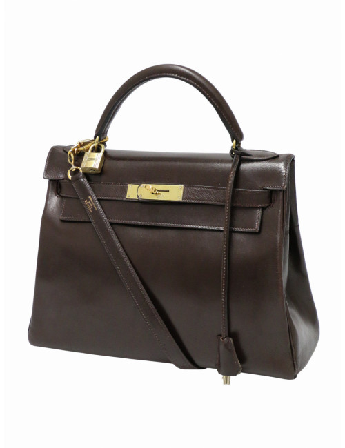 Kelly 28 Hermès cuir de veau box marron