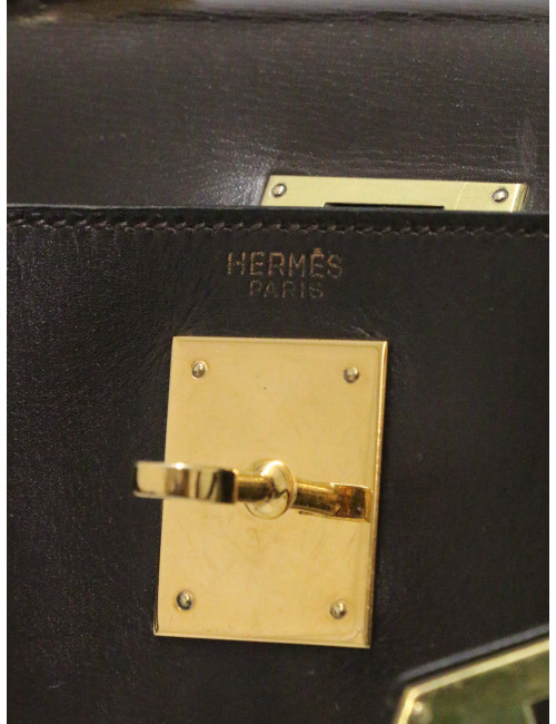 Kelly 28 Hermès cuir de veau box marron