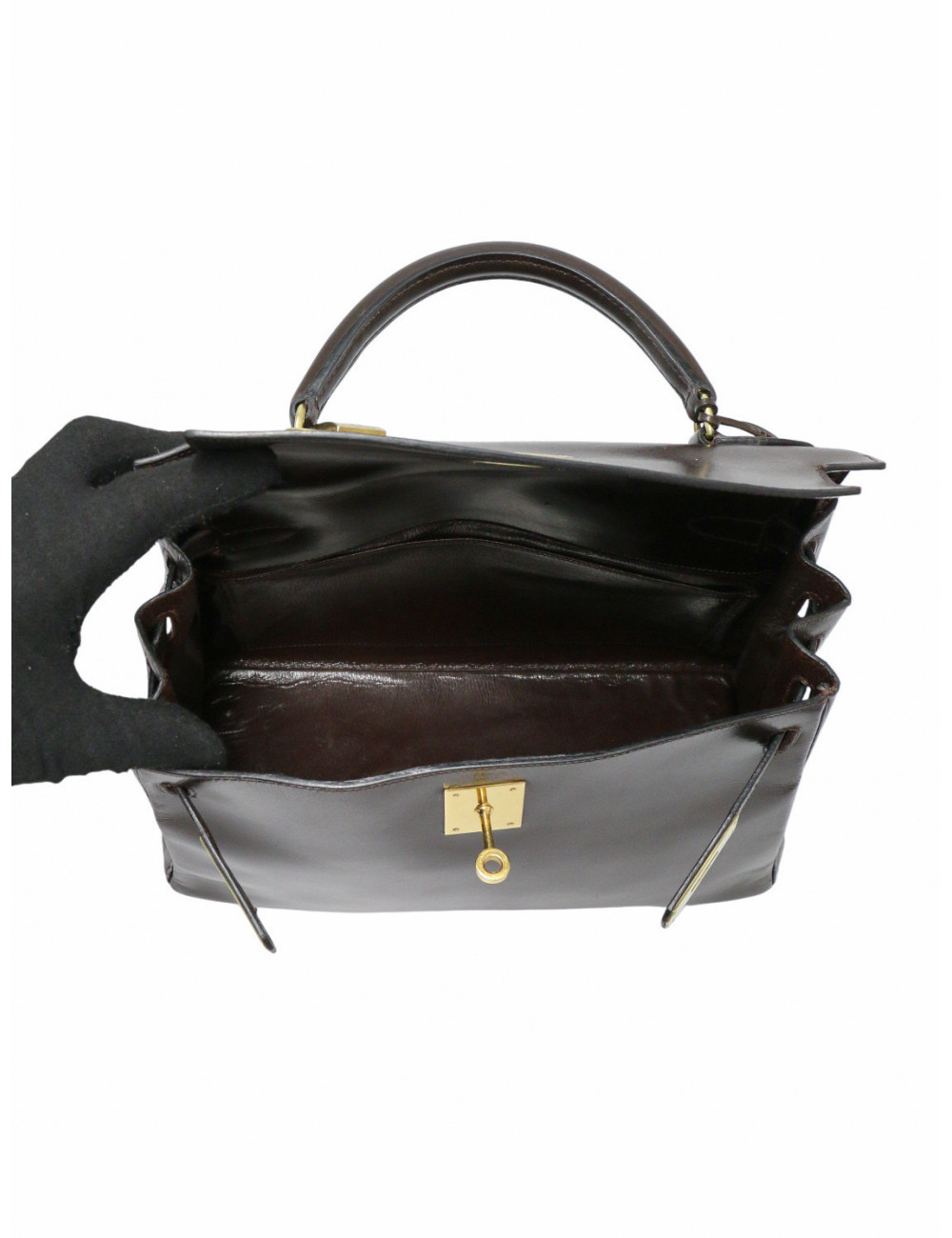 Sac Hermès Kelly 28 box marron Bandoulière