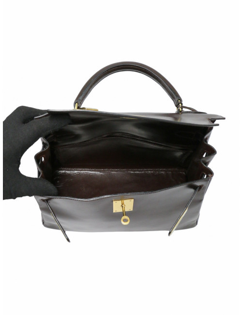 Kelly 28 Hermès cuir de veau box marron
