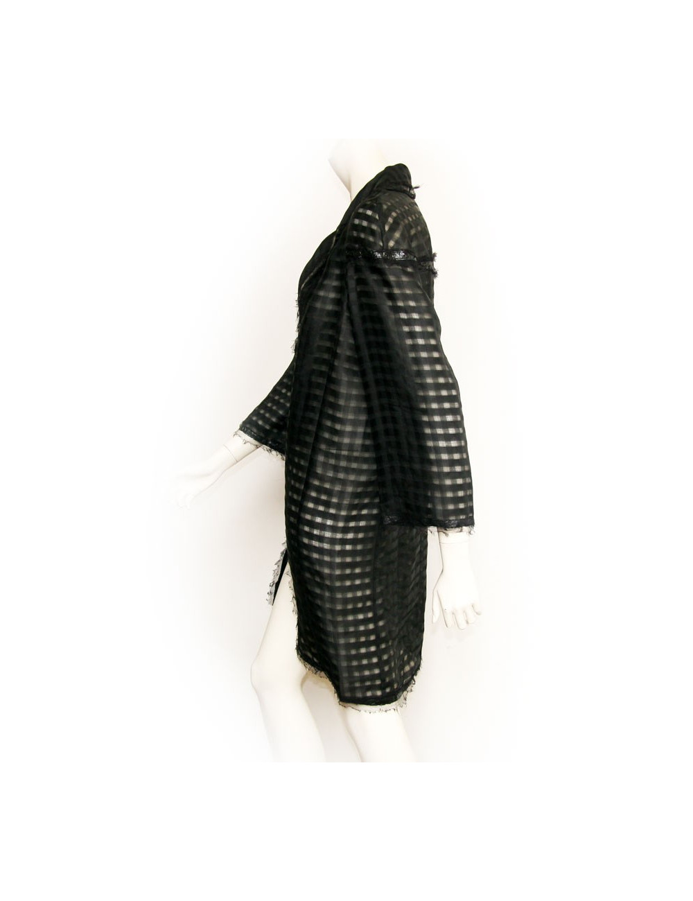 Veste longue CHANEL noire et transparente