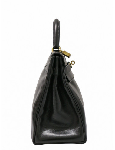 Kelly 32 Hermès box noir Vintage bandoulière 2