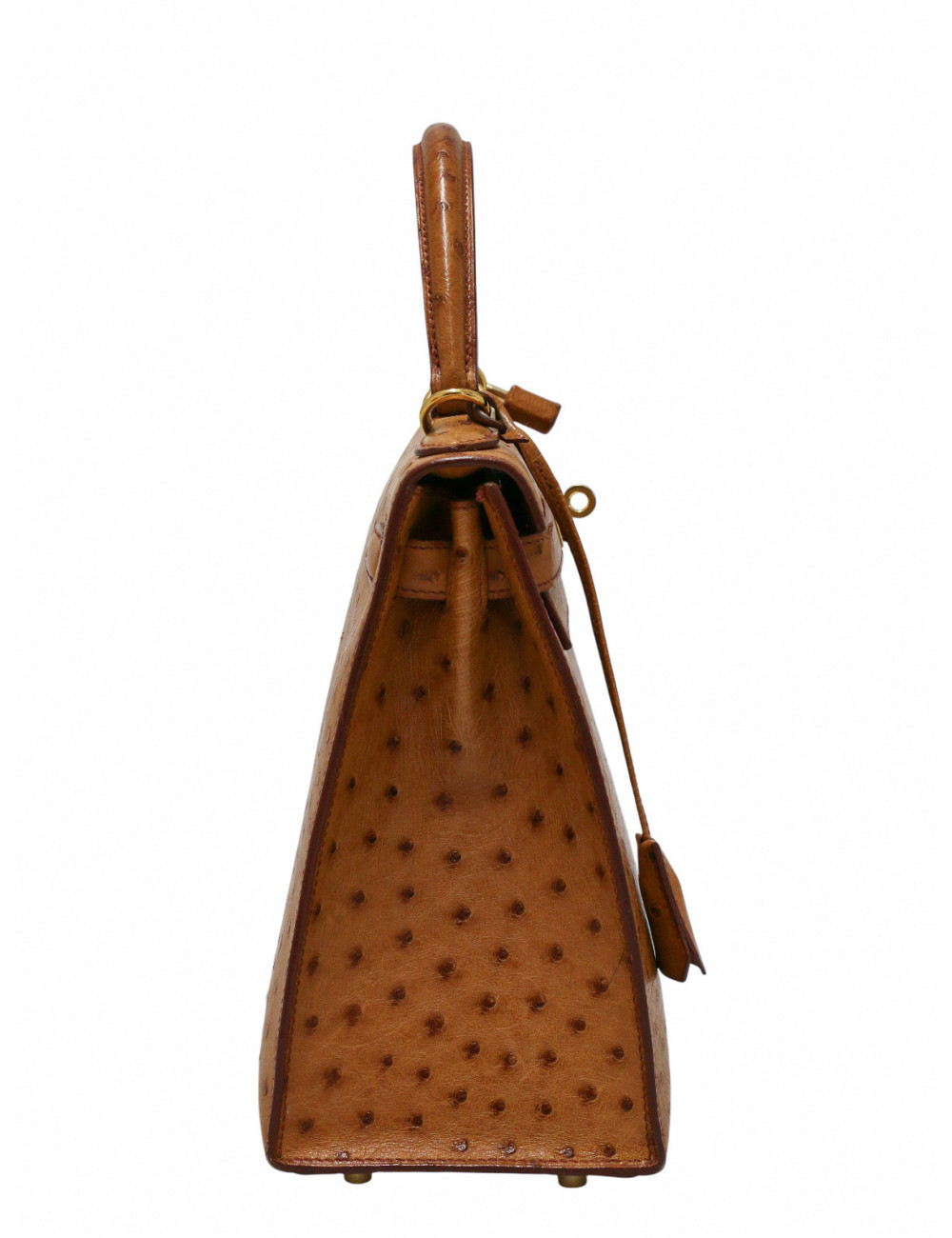 Sac Hermès Kelly 28 sellier autruche gold