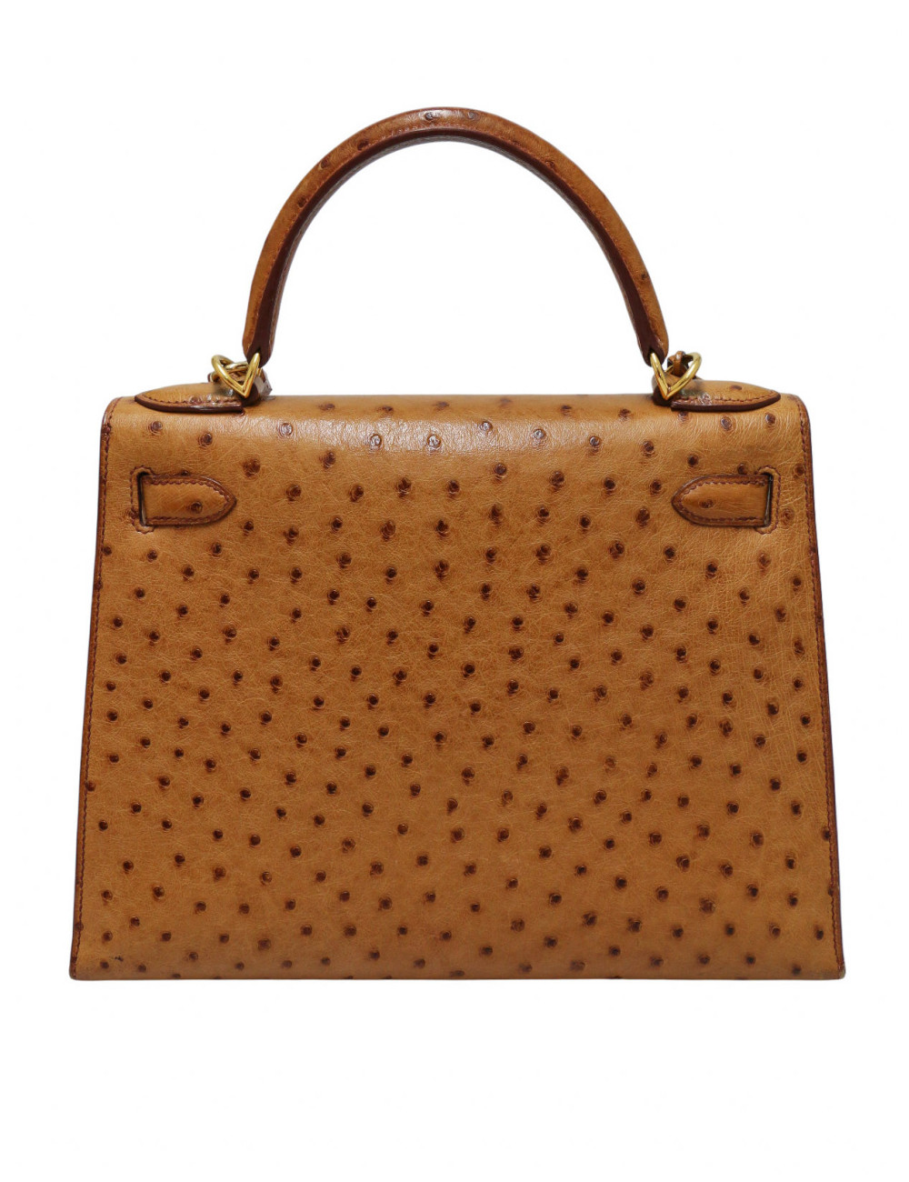 Sac Hermès Kelly 28 sellier autruche gold