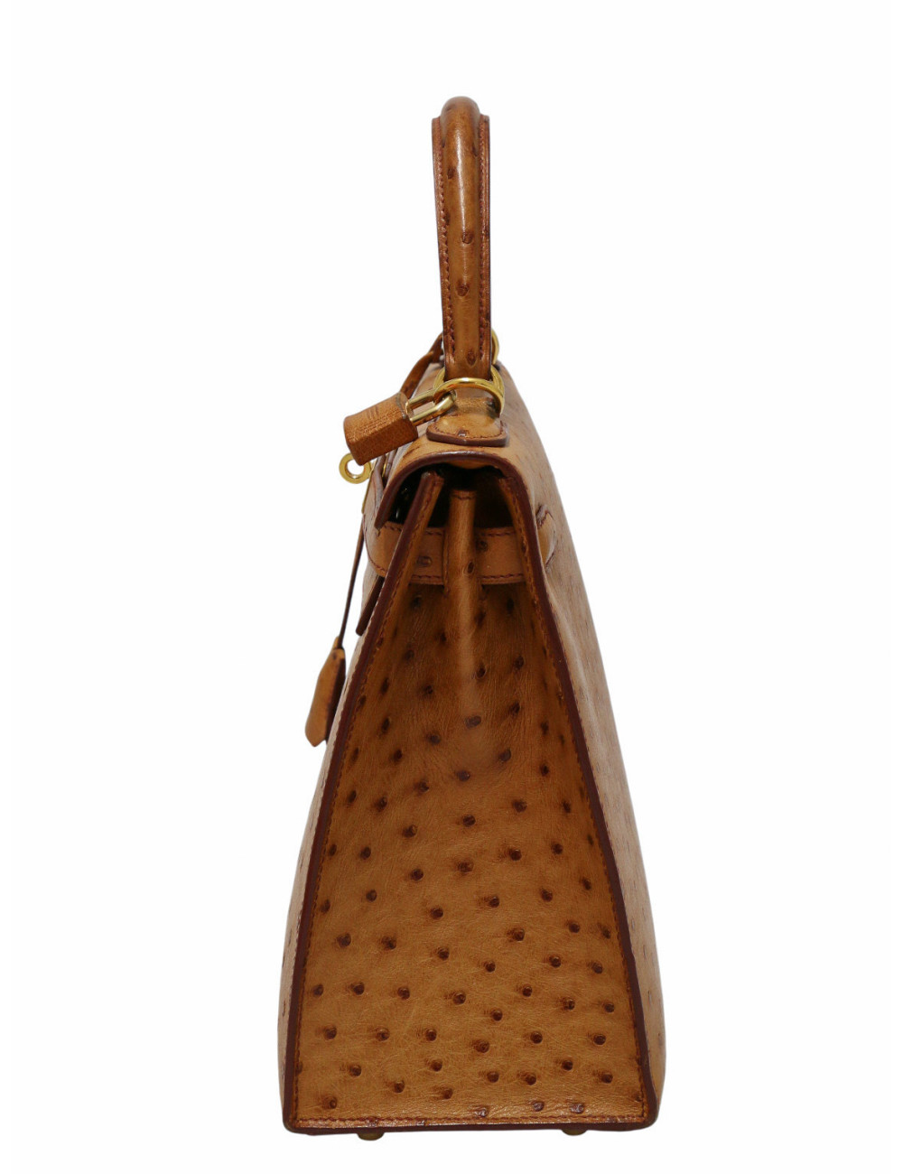 Sac Hermès Kelly 28 sellier autruche gold