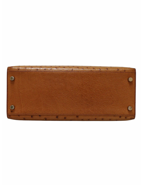 Sac Hermès Kelly 28 sellier autruche gold