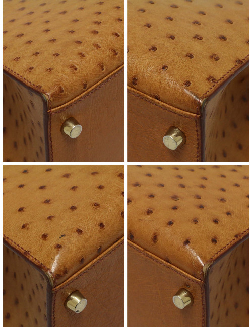 Sac Hermès Kelly 28 sellier autruche gold