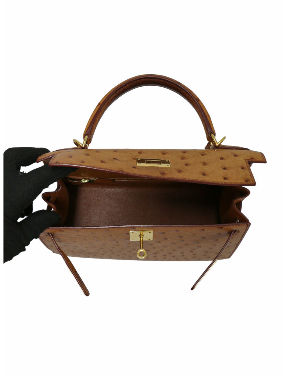 Kelly 28 sellier Hermès autruche gold