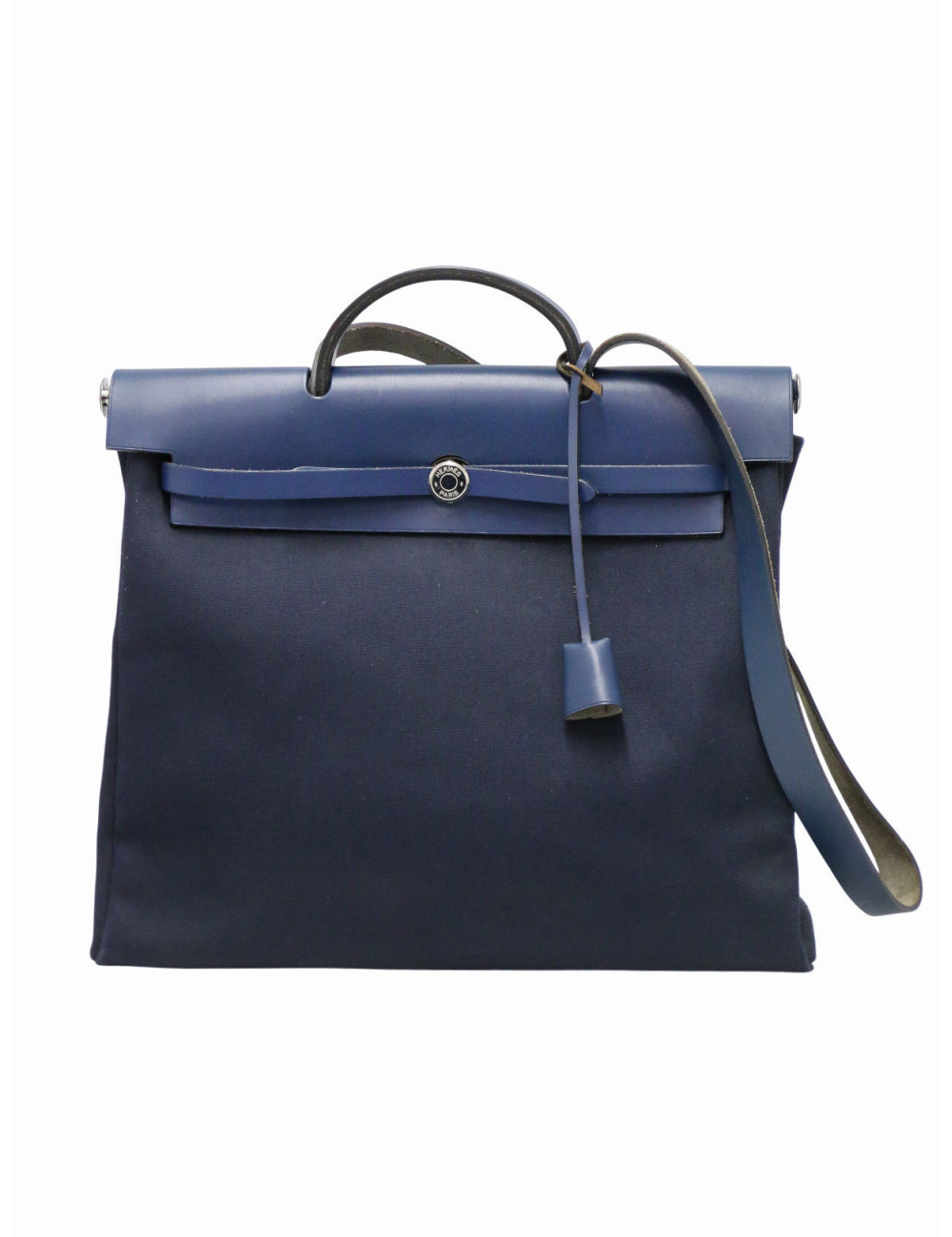 Herbag Hermès toile et cuir bleu